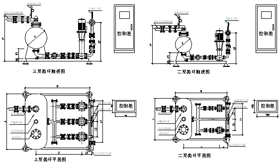不銹鋼無負(fù)壓變頻供水設(shè)備平面圖 不銹鋼無負(fù)壓變頻供水設(shè)備平面圖